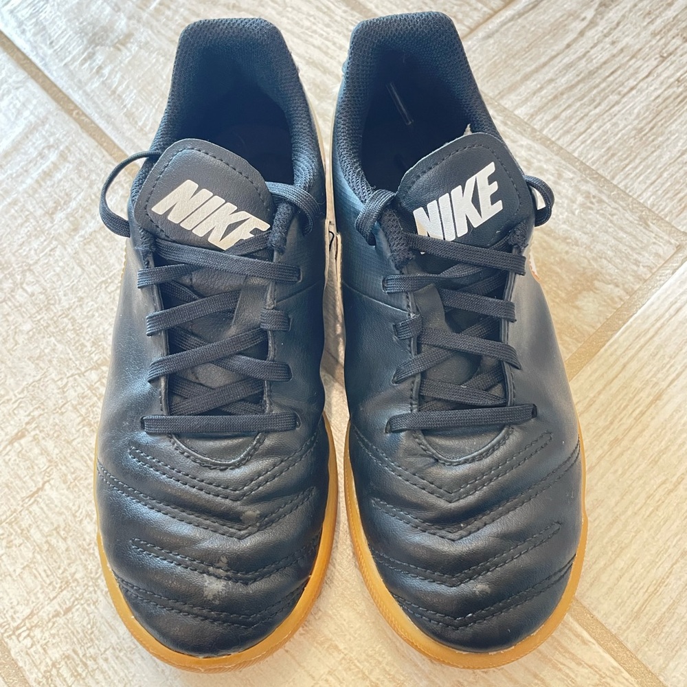 Nike youth Black & Gum Indoor Soccer Shoes